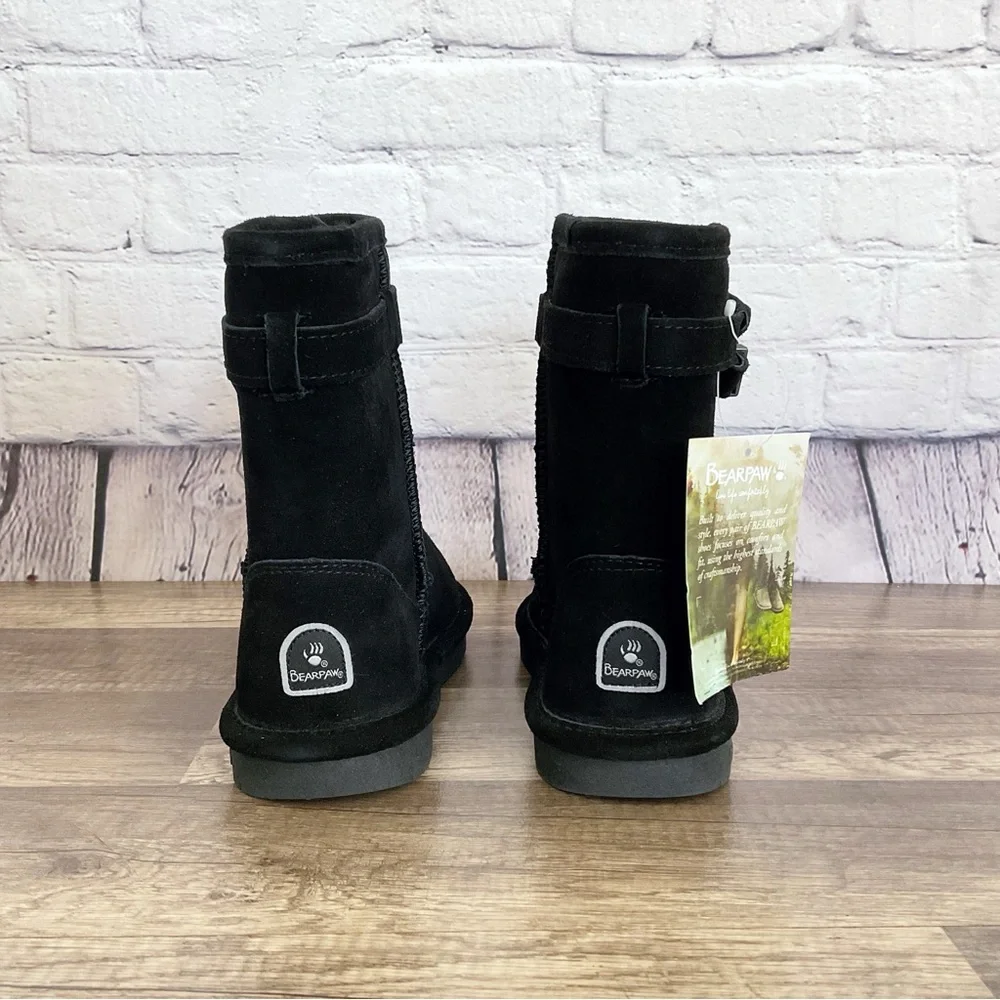 New BearPaw Val black suede boots youth size 5